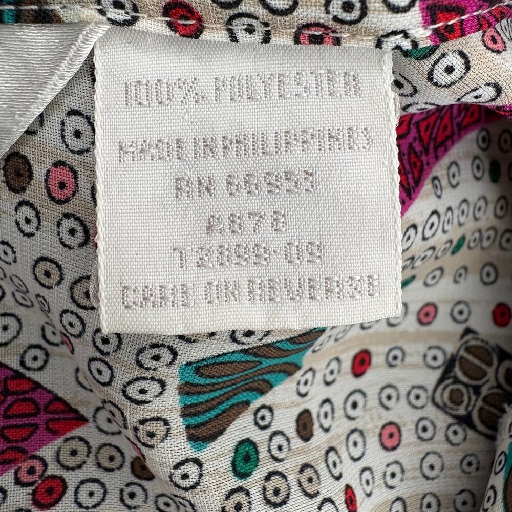 Vintage Triangle Multi Pattern Button Blouse - Wo… - image 5